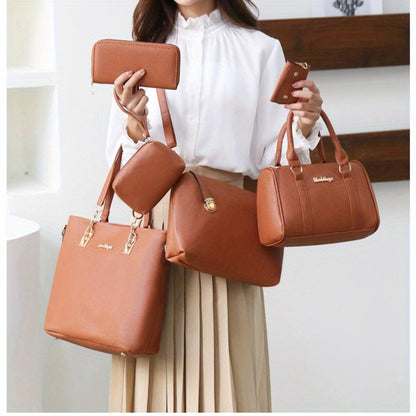 6pcs Retro Large Crossbody Bag with Adjustable Strap & Zipper Closure - Multi-Piece Bun Female Bag Set,/ Shoulder Purse Suitable for, Travel, Daily Use,Portable