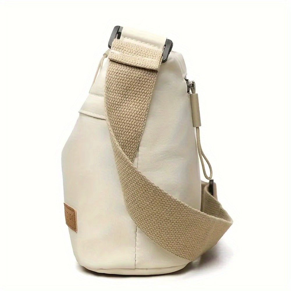 Women'S Large-Capacity High-Quality Casual Solid Color Crossbody Bag | With Adjustable Shoulder Strap And Zipper Closure - Elegant Gray/White/Pink/Black Canvas Bag With Compartments For Organized Storage Inside