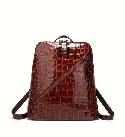 6pcs Set PU Minimalist Crocodile Embossed Women's Bag Set, High Cost Performance, Includes: Backpack, Tote Bag, Shoulder Bag, Clutch, Keybag, Wallet
