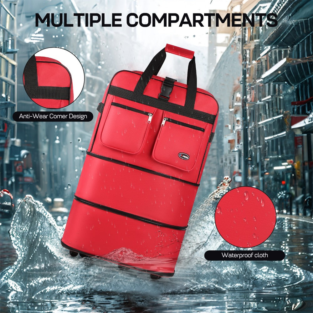 Multi-Functional Expandable Foldable Luggage with Spinner Wheels & Removable Strap,Water-repellent Collapsible Rolling Suitcase,Large Capacity Travel Bag for Home Storage,Moving,Trip, Outdoor Sport - 30in 36in 40in - Red/Navy/Black