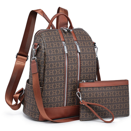 MKP COLLECTION 2pcs Set Women's Fashion Anti-Theft Rucksack & Shoulder Bag Multifunctional Travel Purse