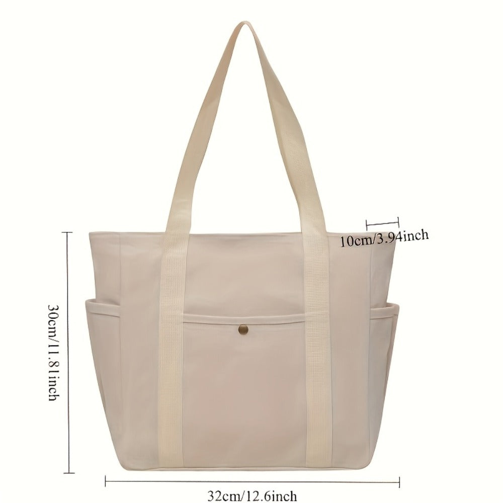 1pc Women'S Canvas Bag | Large Capacity Single Shoulder Handbag, Simple Style, Double Handle Design, Casual and Fashionable, Suitable for Daily Commuting and Parties, Washable and Foldable, Color