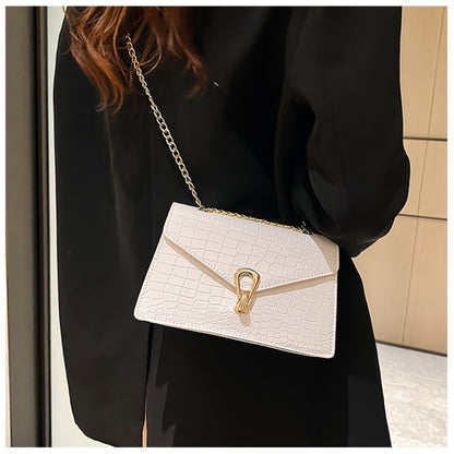 Pink Snake Print Crossbody BagFor Women, Stylish Women's Crocodile Pattern Handbag - Black Shoulder Bag With Detachable Strap Golden-Tone Hardware & Chain Strap, Crossbody Bag Purse Christmas Bags For Gifts Christmas Gift Bags