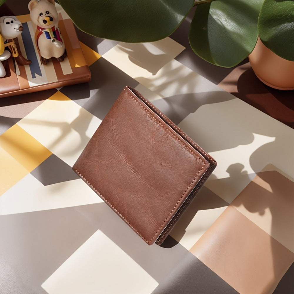 [Perfect Gift For Him] Men's Wallet - Authentic Leather Rfid-Blocking Bifold Fashionable Wallet Featuring 11 Card Slots, 2 ID Compartments & 2 Cash Sections, Perfect Gift Suggestions For Him