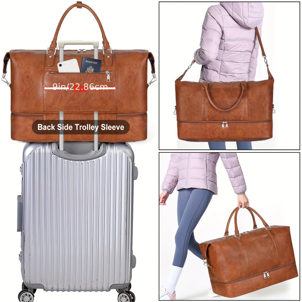 Overnight Bags for Women, Large Travel Duffel Bag Carry On Bag for Airplanes Weekender Bag for Women with High Quality Shoes Compartment & Pockets, Men Travel Business Essential Toiletry Gift 3pcs