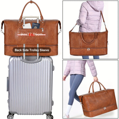 Overnight Bags for Women, Large Travel Duffel Bag Carry On Bag for Airplanes Weekender Bag for Women with High Quality Shoes Compartment & Pockets, Men Travel Business Essential Toiletry Gift 3pcs