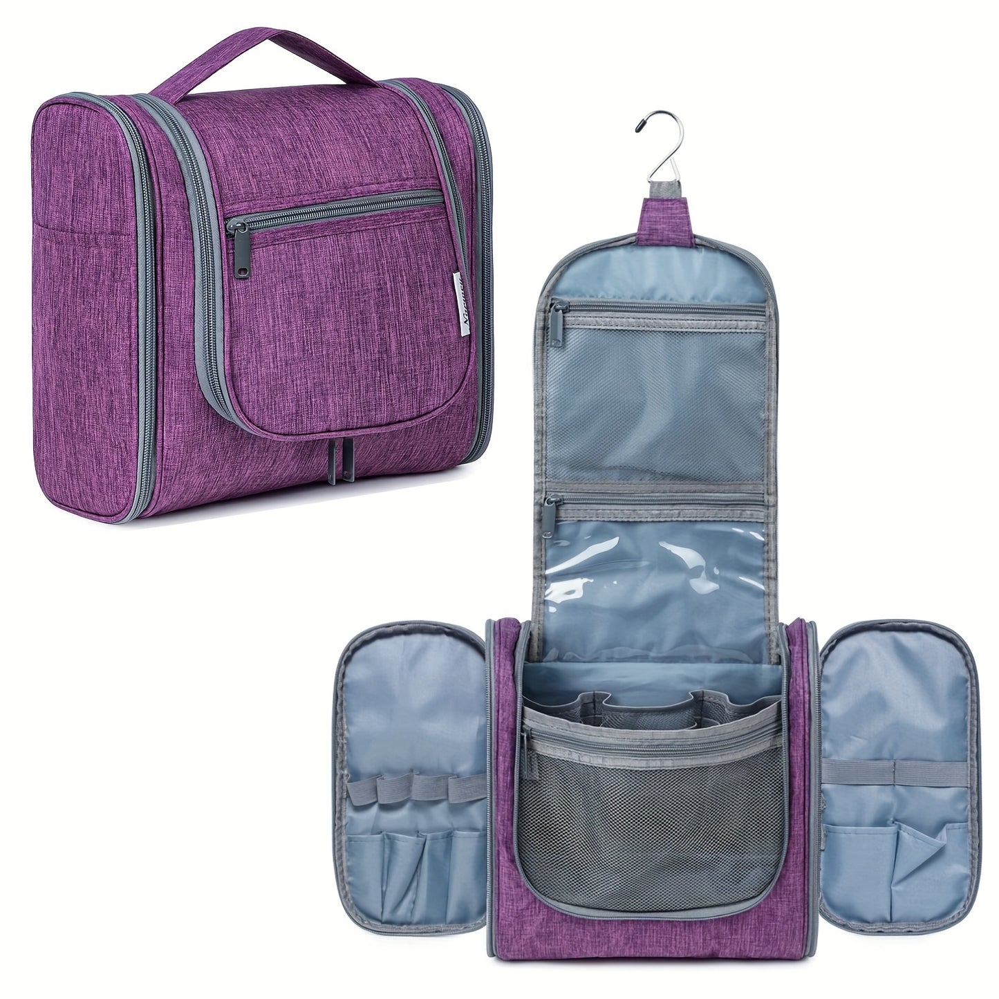 Women' Large Hanging Toiletry Bag - Large Capacity Travel Cosmetic Organizer with Hanging Hook & Top Handle, Lightweight Suitable for Holiday Trips, Zipper Closure, Multiple Pockets, Portable Makeup Case for Daily Commute and Storage