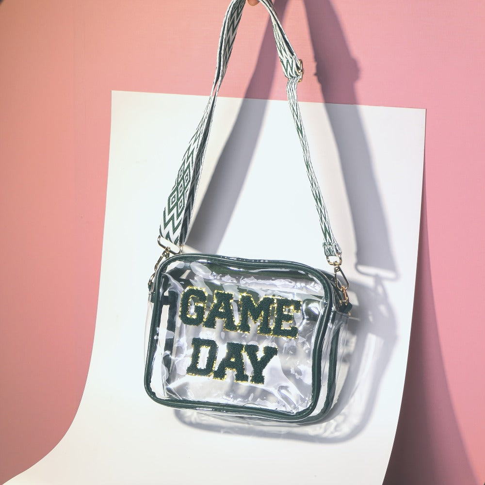 Stadium-Approved Game Day Clear Crossbody Bag Premium PVC Transparent Purse for Concerts, Sports Events Tailgating