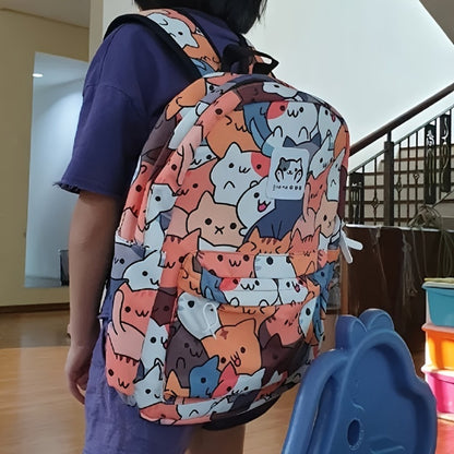 Ideal Present - Educational Backpack - 1pc Adorable Feline Design Rucksack, Trendy Backpack - Computer Bag - Academic Backpacks - Spacious, Honeycomb Air Cushion for Weight Relief, Suitable for Various Situations Like Outings, Shopping, School, Etc