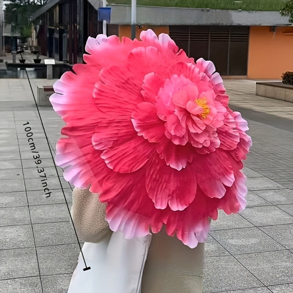 Manual Open/Close Vibrant Pink Peach Blossom Sun with UPF, 8-Rib Carbon Fiber Frame & Polyester Canopy - Portable Outdoor Shade Suitable for Travel, Camping, Parties & Decorative /Outdoor Parasol