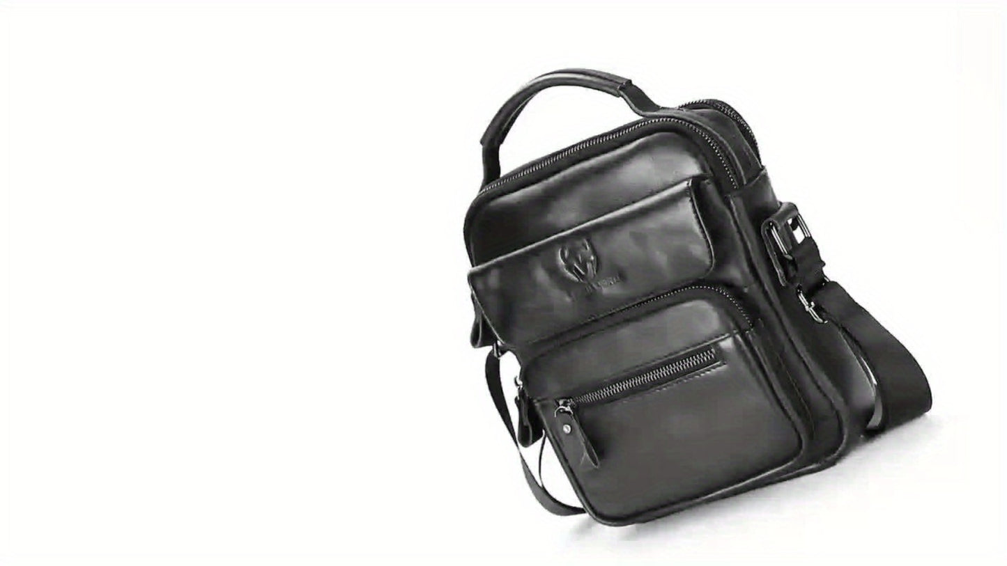 LEBULLBRO 100% Genuine Leather Men's Top Layer Cowhide Small Sling Bags, Shoulder Bags Crossbody Pouch Handbag