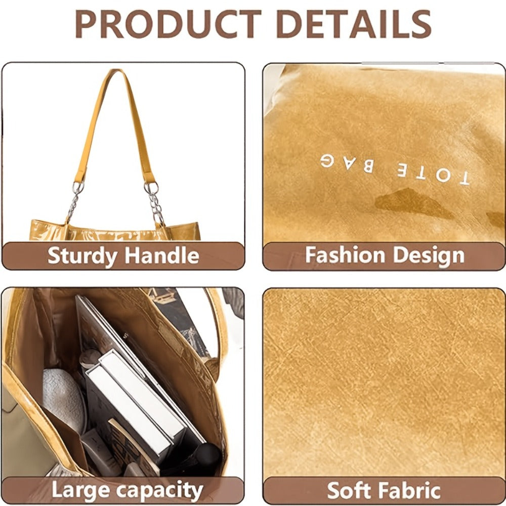 Women'S Stylish Shoulder, Crossbody And Tote Bag. Easy Elegant Design, Also As Handbag And Shopping Bag. Fits Books, Makeup And Daily Essentials. Great for Shopping, Travel, Camping. Beach Bag Made of PVC