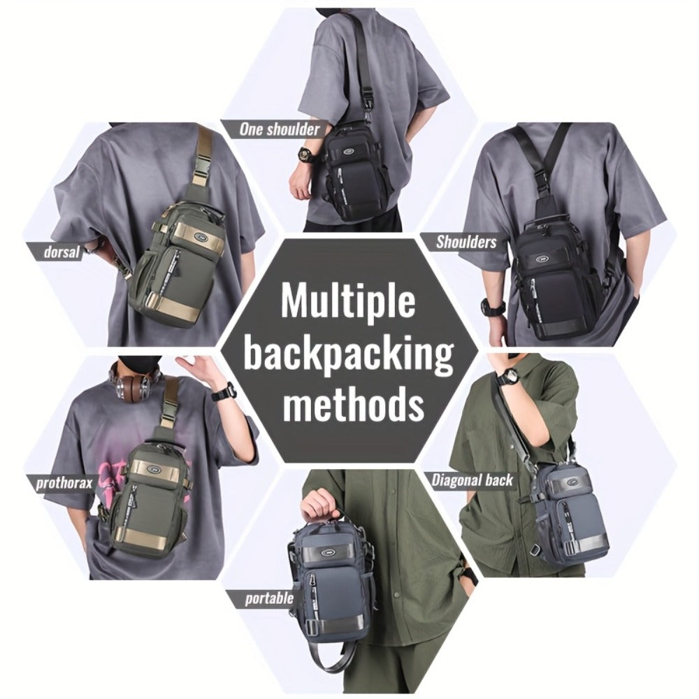 Men's Chest Bag Crossbody Sling Bag for Women Large Capacity Fashionable Travel Casual Phone Holder Gift for Boyfriend Him Perfect Gift Idea Four Types Of Carrying Methods Single Shoulder, Crossbody, Double Back, Handbag