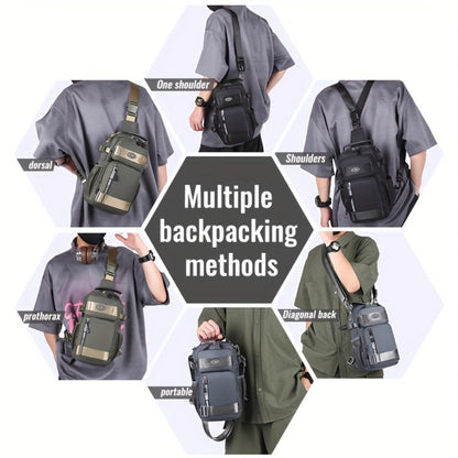 Men's Chest Bag Crossbody Sling Bag for Women Large Capacity Fashionable Travel Casual Phone Holder Gift for Boyfriend Him Perfect Gift Idea Four Types Of Carrying Methods Single Shoulder, Crossbody, Double Back, Handbag