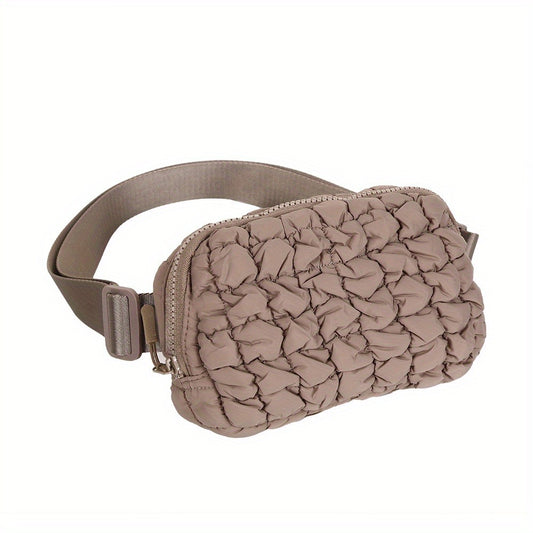 Women'S Crossbody Sports Bag with a Quilted Plaid Design, Suitable for Running And Cycling, Featuring a Spacious Waist Bag
