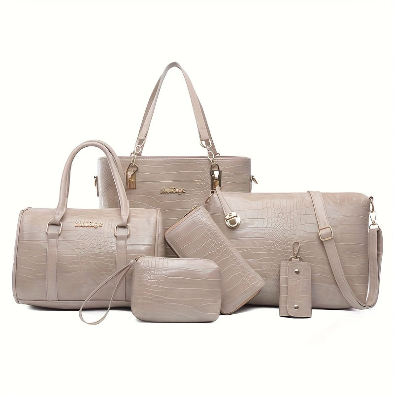 6pcs Retro Large Crossbody Bag with Adjustable Strap & Zipper Closure - Multi-Piece Bun Female Bag Set,/ Shoulder Purse Suitable for, Travel, Daily Use,Portable