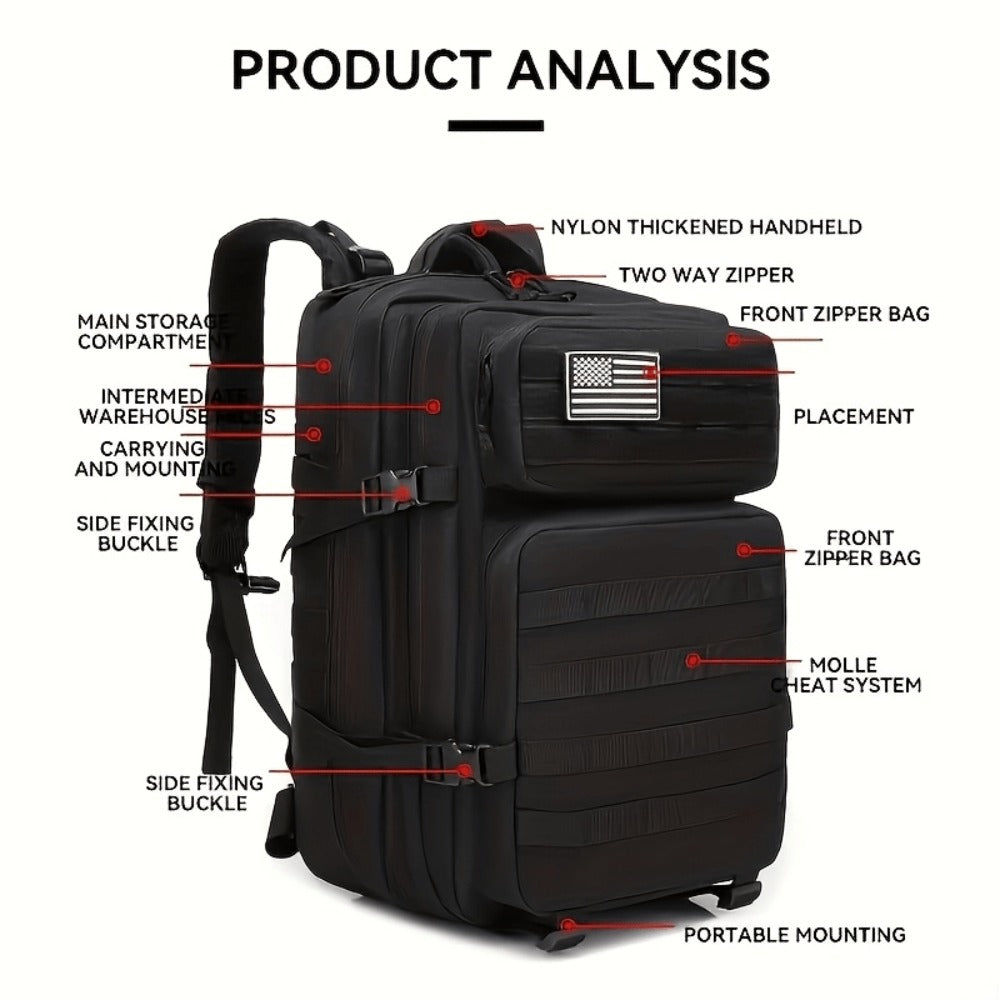1pc Large Capacity 11.89gal Daypack Hiking Camping Backpack for Outdoor Travel