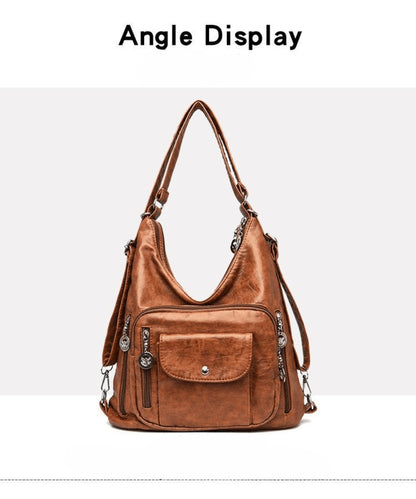 Women's Fashion Shoulder Bag, Vintage Backpacks, Large Capacity Crossbody Bag with Water Bottle Holder, Casual Sports & Vacation Ready
