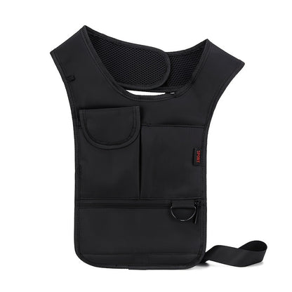 Men's Anti-Theft Underarm Bag with Dual-Shoulder Strap - Hidden Zipper Compartments, Anti-Theft Protection & Breathable Mesh Back - Slim Design for Everyday, Travel, Business - Phone, Wallet, Passport Storage - Durable Polyester Bag for Professionals & Co