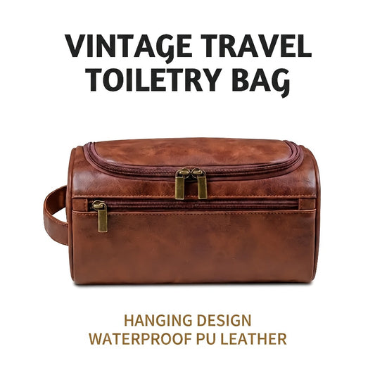 Large Capacity Men's Toiletry Bag, Portable High Quality PU Makeup Bag, Simple Travel Handbag for Business Trips