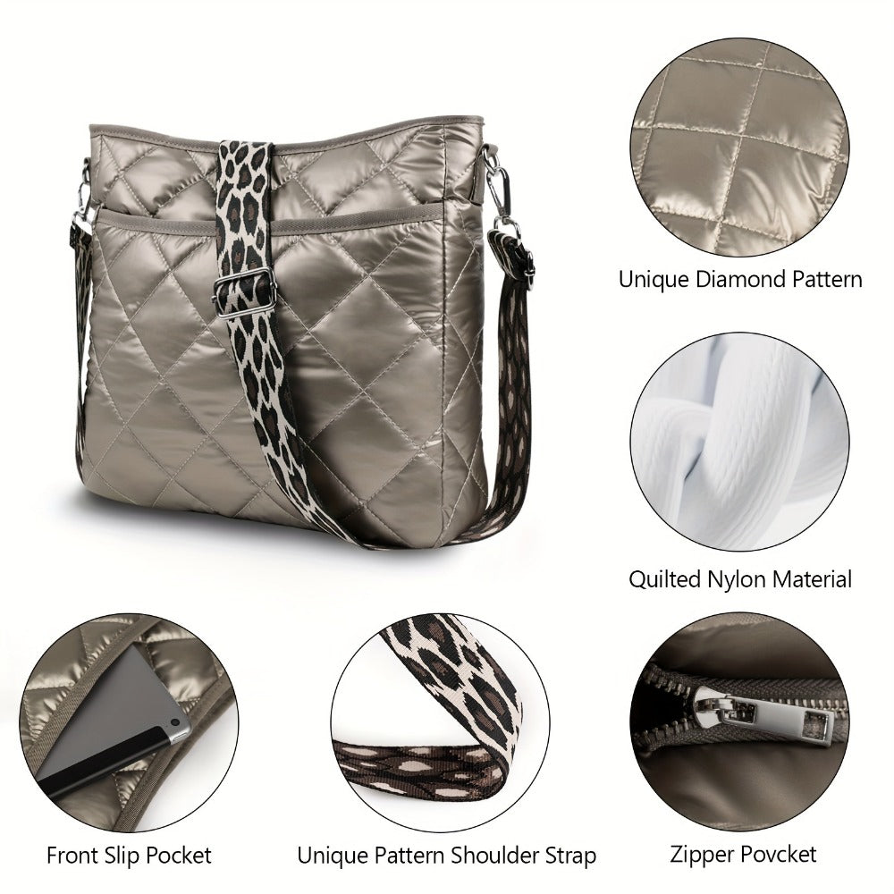 Crossbody Bag for Women – Quilted, Quilted Puffer Zipper Fashion Metallic | Bag Vero – detail view 15