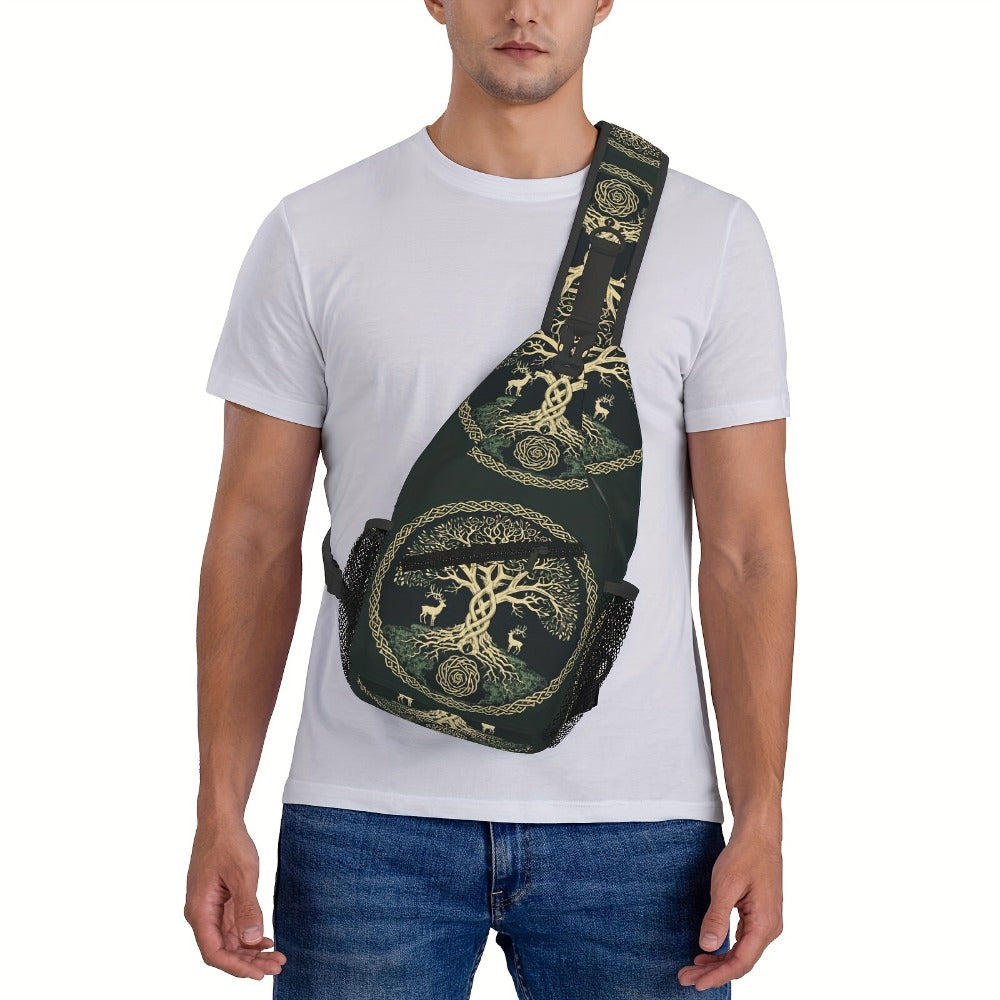 Crossbody Chest Bag Hiking Backpack Viking Symbol Tree Life Shoulder Bag Folding Large Capacity Fashion Durable Can Be Used For Shopping, Work, Leisure Travel Beach Bag Fishing Backpack Travel Accessories Backpack For School Back Christmas Gifts