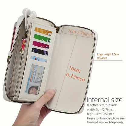 Elegant Flower Pattern Long Wallet Clutch Bag - Spacious Interior, Multiple Card Slots, Phone Compartment, Coin Purse, And Zipper Closure - Fashionable, Large Capacity, And Stylish Accessory For Women