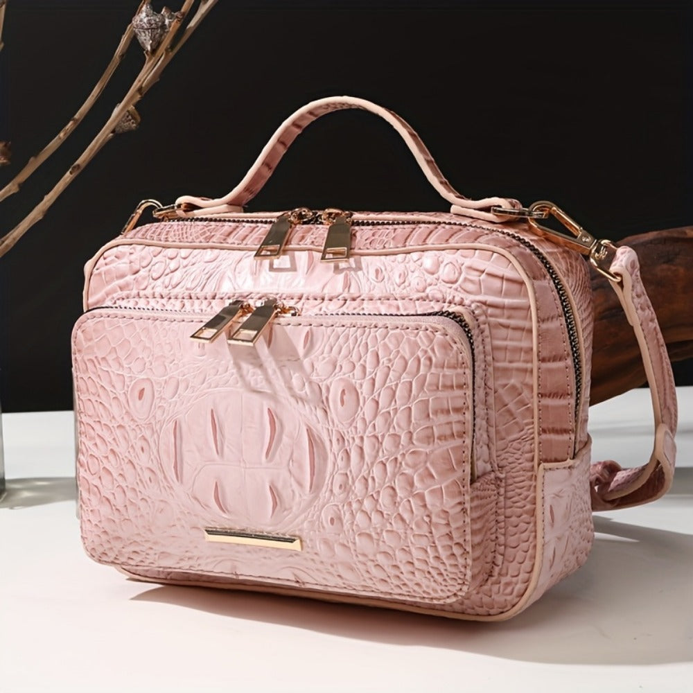 Crossbody Bag for Women – Vegan Leather, Crocodile Pattern Top Handle Satchel | Bag Vero – detail view 7