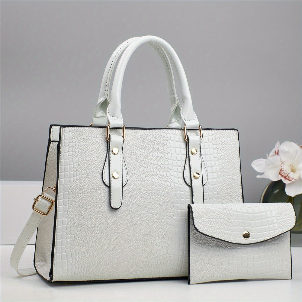 [Elegant Shoulder Bag] 2pcs Set PU Elegant Women's Shoulder Bag, Large Capacity Women's Crossbody Bag, Handbag