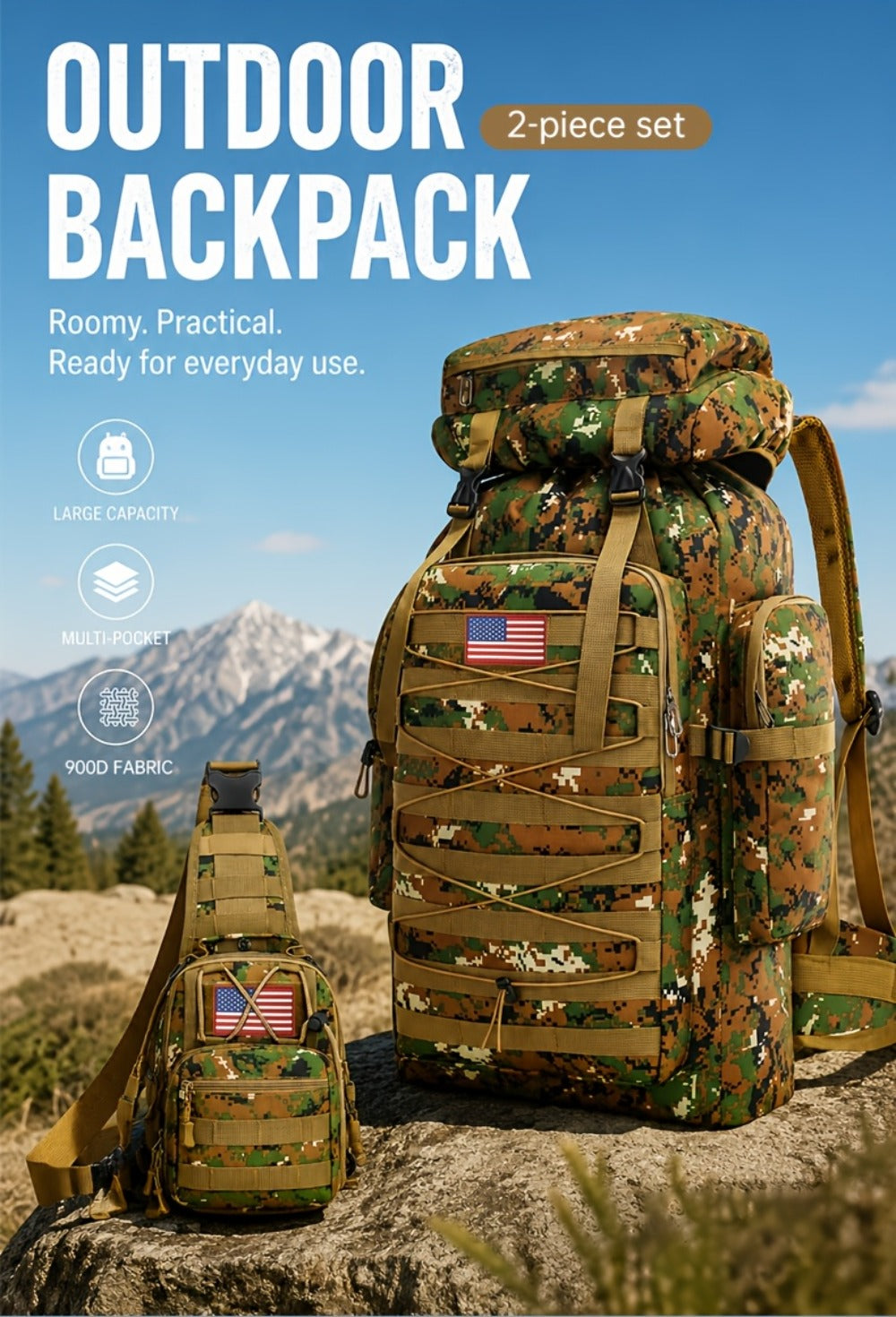 Men'S Sports Large Capacity Backpack Sports Backpack Hiking Bag