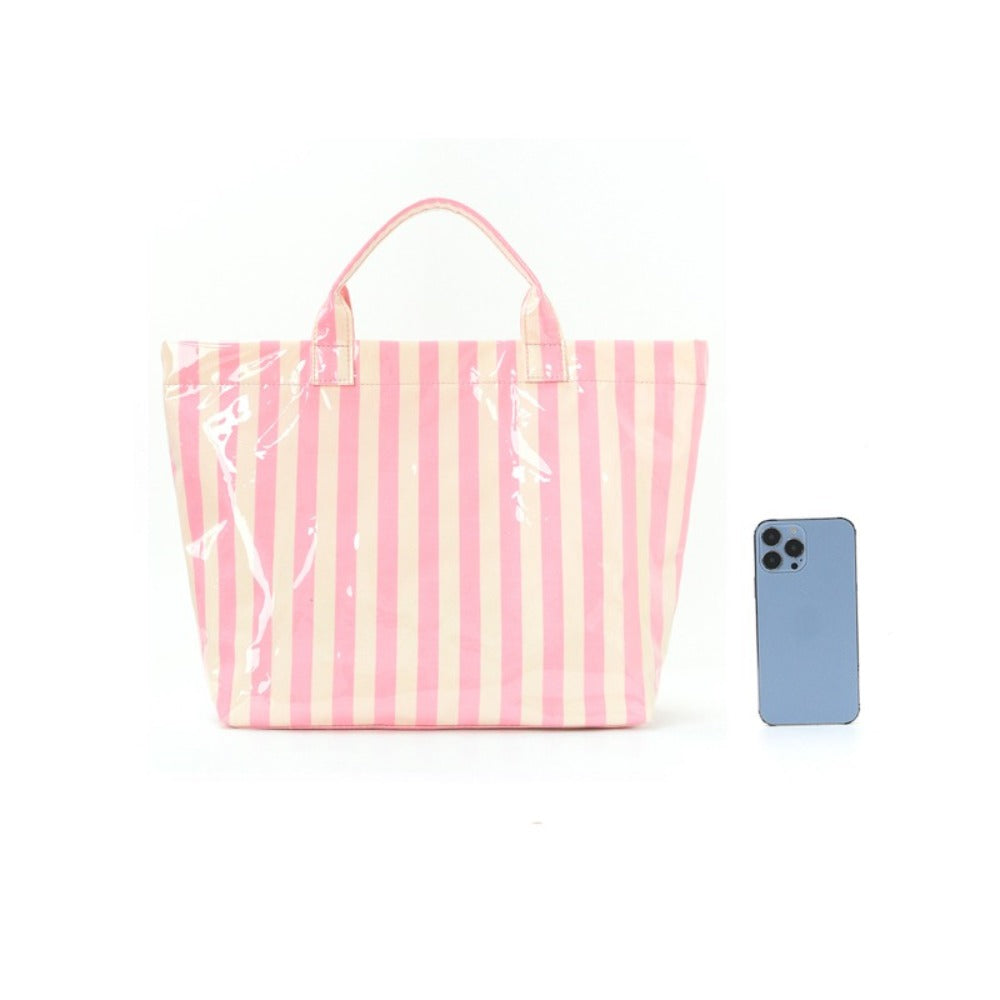 Striped Tote Bag Large Capacity Lightweight Handbag with Vertical and Horizontal Stripes Multi Functional Commuter Travel Bag Suitable for Shopping Fashionable and Casual Handheld Shoulder Bag Zippered Closure