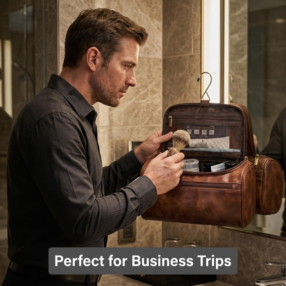 Travel Toiletry Bag – PU Leather, Large Capacity, Waterproof, for Travel & Everyday Use | Bag Vero – detail view 4