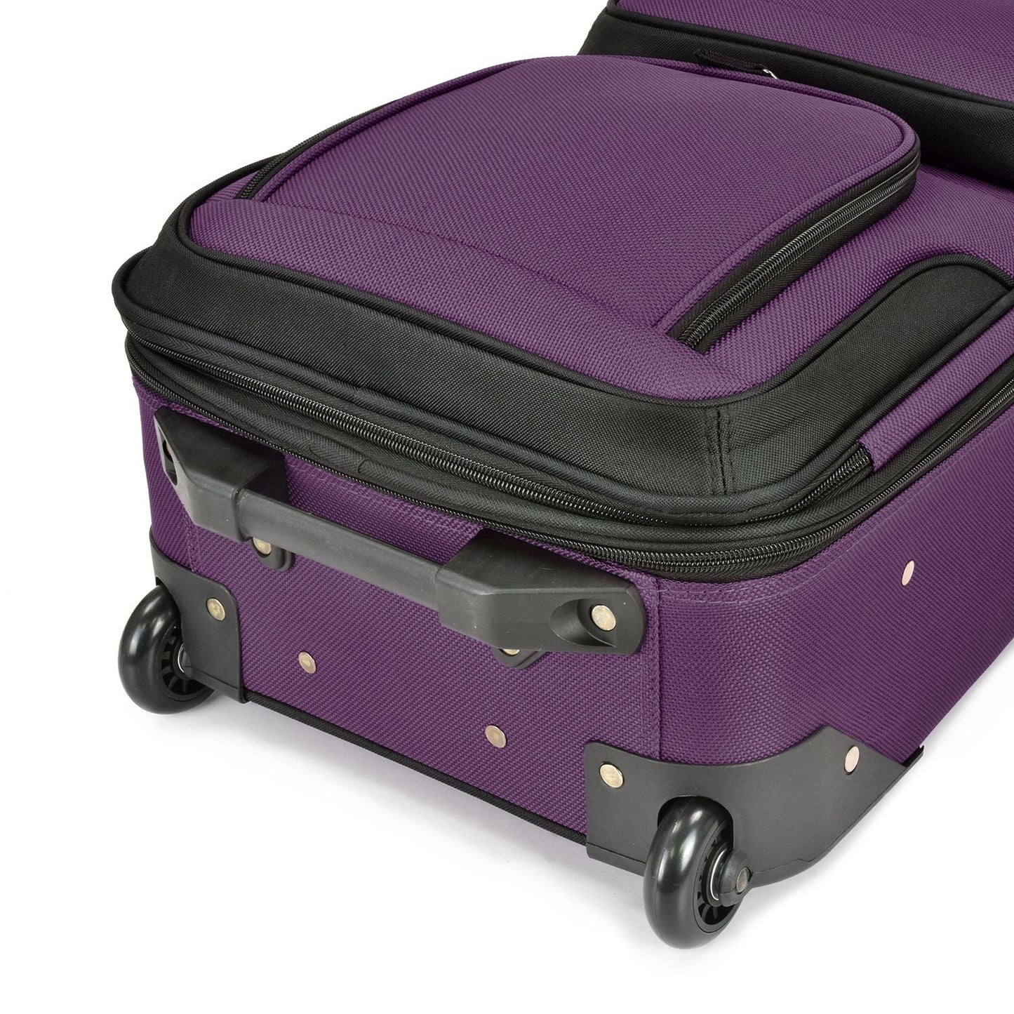 U.S Traveler Rio 2-Pcs Polyester Carry-onSuitcase w/ Tote | Soft Shell Lightweight, Softside Expandable & 360° Dual Spinner Wheels | Airline Approved 21" + 10" | Matching Color, Black, Blue, Green, Teal, Purple, Red, Yellow, Pink, Camo, Gray - Travel Lugg