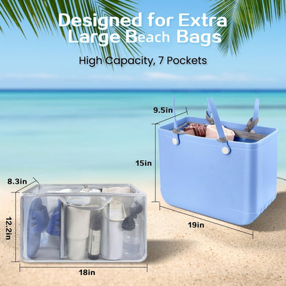 Xl-Beach Bag Organizer Inserts for X Large Beach Bag Additions, Original XL Lightweight Mesh Insert Divider Pouch, Organizing Tote Bags, Save Storage Space (Gray)