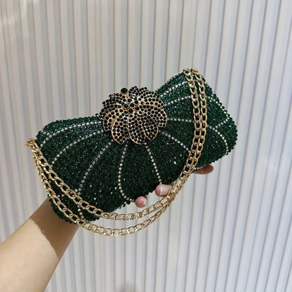 Elegant Flower-Shaped Full- Evening Clutch with Phone Pocket, / Luxury Wedding Accessory Suitable for Prom, Gala, Events