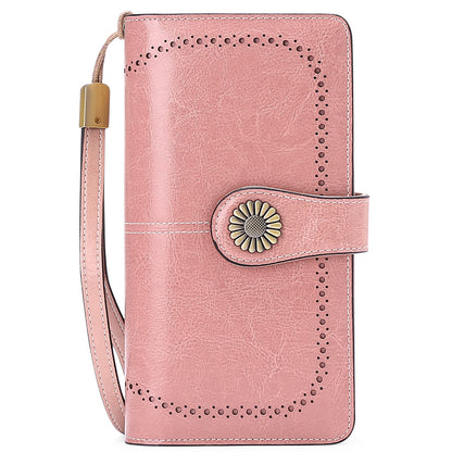 Purple Wallets for Women RFID Blocking, Long Wallet with 24 Card Slots & Phone Pocket, Large Capacity Wristlet Clutch, Gift Box for Daily Use