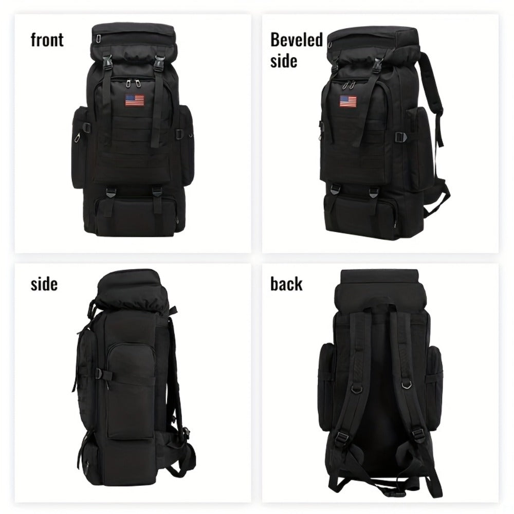 21.13gal Outdoor Camping & Hiking Backpack, 2pcs Set With Backpack And Flag Icon