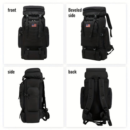 21.13gal Outdoor Camping & Hiking Backpack, 2pcs Set With Backpack And Flag Icon