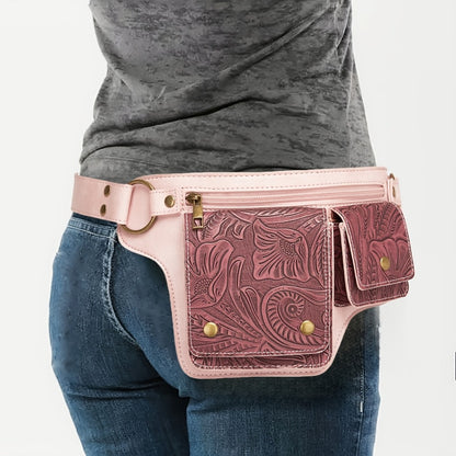 Multi Functional Practical Cow Pattern Waist Bag, Printed Waist Bag, Fashionable Collision, Metal Accessory Texture, Multi Pocket Practical And Multifunctional Design Handmade Waist Bag, Adjustable Chest Bag with Multiple Buckles