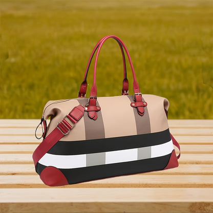RAGSTO Large Overnight Travel Bag Striped Pattern Handbag Carry-On Luggage Bag Suitable for Vacation, Overnight, Camping, Hiking, Sports And Fitness