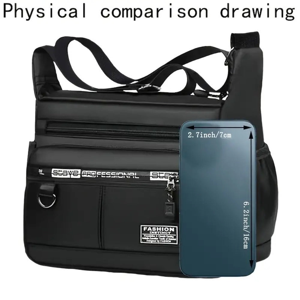 Unisex Adjustable Strap Crossbody Backpack | Multi-pocket Durable Nylon Messenger Bag, Suitable for Daily Commuting, Work, and Travel, Available in Black and Various Colors