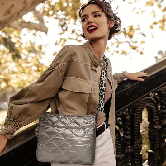 Lychii Quilted Crossbody Bag, Puffer Shoulder Bag, Tote Bag with Zipper, Fashion Quilted Ladies Handbag