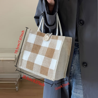 Vintage Jute Handbag for Women, Perfect for Outings, Includes a Gift Bag
