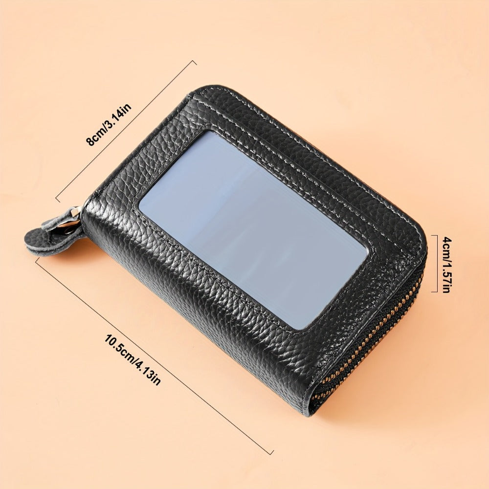1pc Small Genuine Leather Wallet, Anti Theft Brush Protection Top Layer Cowhide Credit Card Holder, Coin Pouch Bags Gift