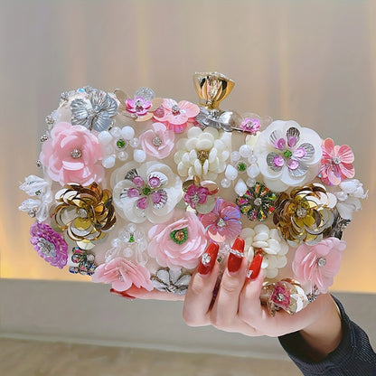 Flower bag single shoulder crossbody bag cheongsam bag fairy hand-held bag banquet bag bridesmaid bride small square bag