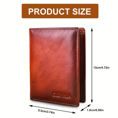 CIEPHIA Vintage Genuine Leather Wallet with RFID Protection, 12 Card Slots, ID Window, Zippered Coin Pocket Perfect Gift for Valentine's Day, Father's Day, Thanksgiving, Everyday Wallet | Vintage Leather Wallet | Secure Zipper Closure