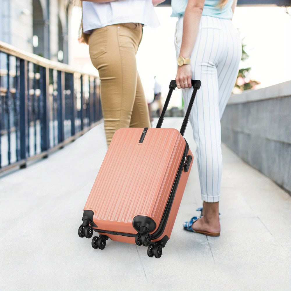 Carry On Luggage 20 Inch Suitcase Set 2 Piece With 14" Cosmetic Case, Hardside Carry On Suitcase 22x14x9 Airline Approved With Combination Lock & Spinner Wheels (20-Inch, rose Golden )