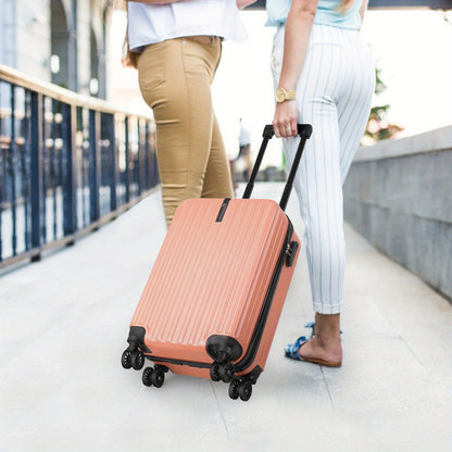 Carry On Luggage 20 Inch Suitcase Set 2 Piece With 14" Cosmetic Case, Hardside Carry On Suitcase 22x14x9 Airline Approved With Combination Lock & Spinner Wheels (20-Inch, rose Golden )