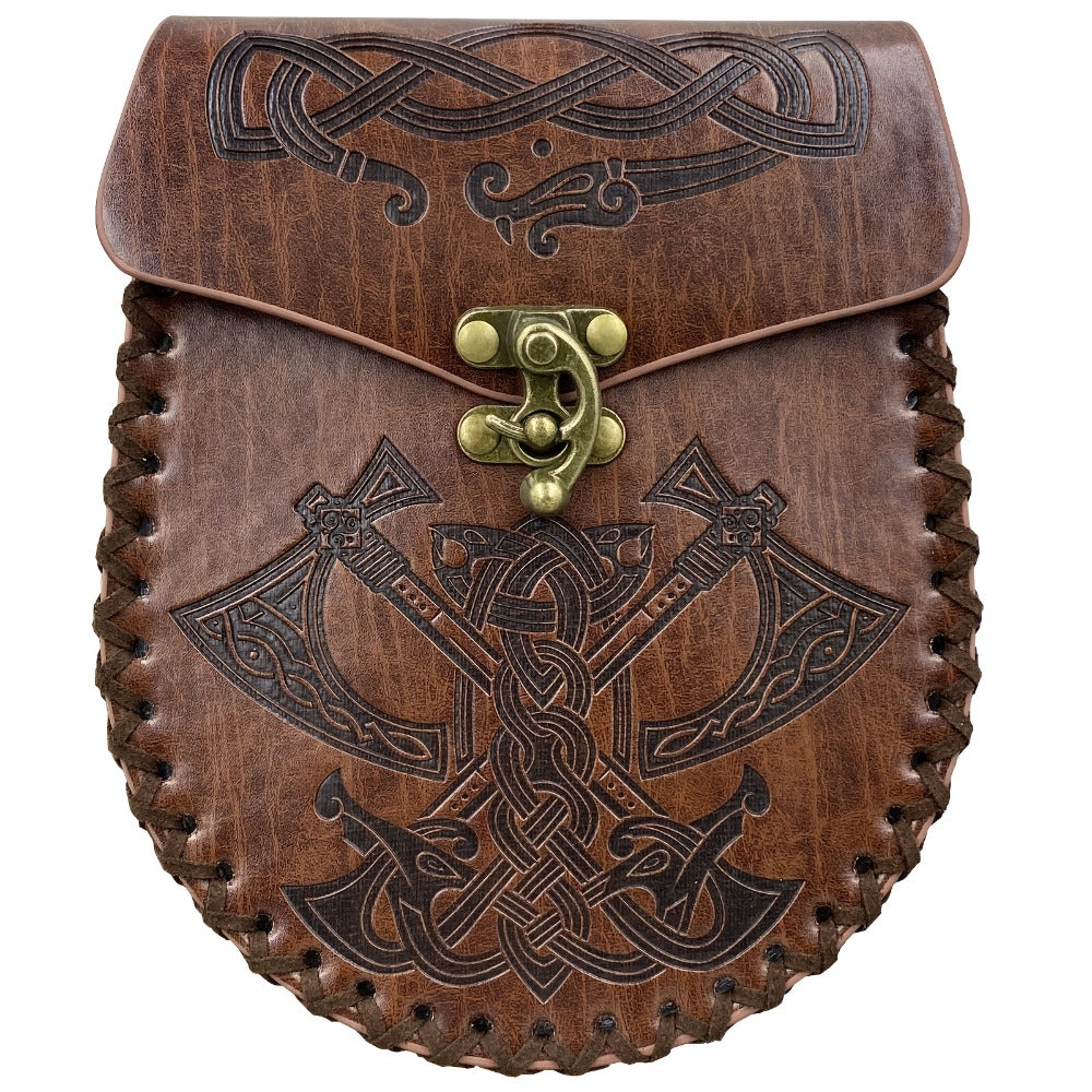 1pc Viking Medieval Style Embossed Waist Bag