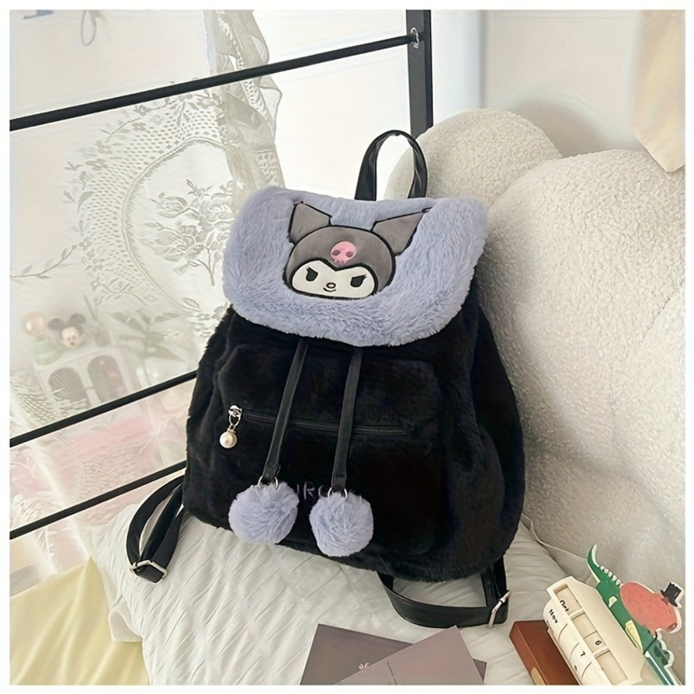 (Authorized) 1 Sanrio Cartoon Hello Kitty, Black Rice And Other Pattern Shoulder Bags, Sweet And Cute Women's Backpacks